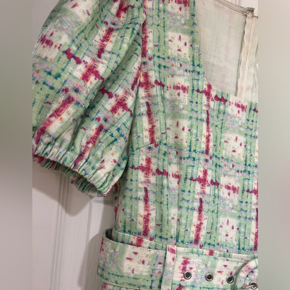 NEW green and pink tweed belted romper - Picture 8 of 11